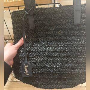 YSL Black Woven Tote with Leather straps and interior - rare